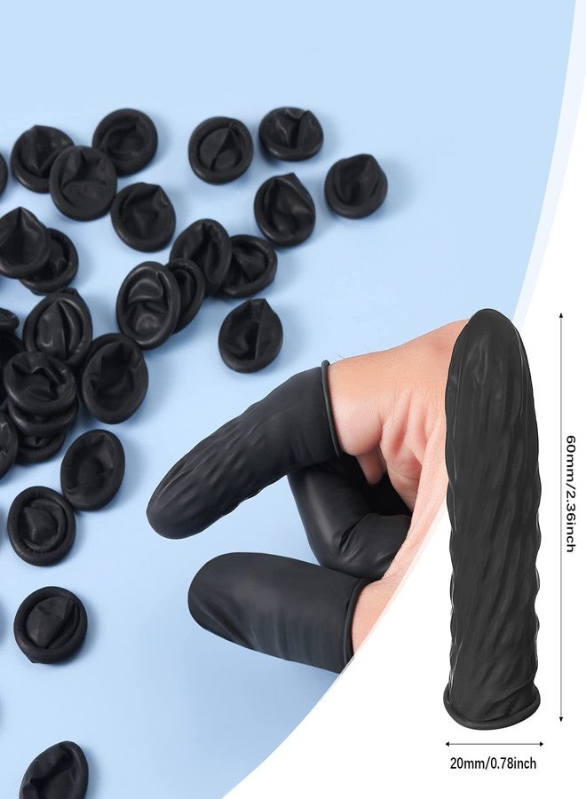 Lauwell 400 Pcs Disposable Latex Finger Cots Protective Fingertips Gloves Black Finger Sleeves Protectors for Industrial, Beauty and More, 2.4 x 0.8 Inch - Image 2